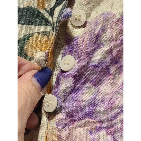 Zara Bloggers Favorite Floral Parrot Tapestry Linen Button Up Dress M *Flaw EUC - Picture 8 of 15